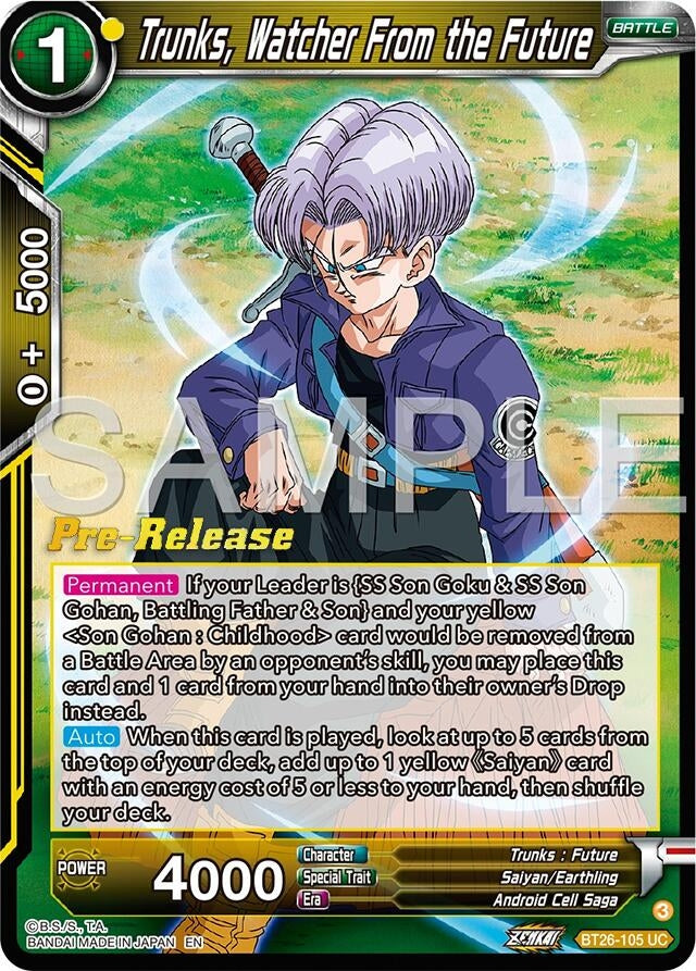 Image for Trunks, Watcher From the Future (BT26-105) (BT26) - Dragon Ball Super: Masters