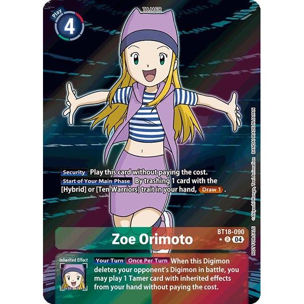 Image for Zoe Orimoto (Release Special Booster 2.0: Box Promotion Pack) (BT18-090 R) (BT18-19) - Digimon Card Game