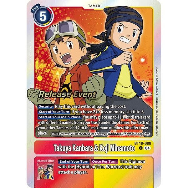 Image for Takuya Kanbara & Koji Minamoto (BT18-088 R) (BT18-19_PR) - Digimon Card Game