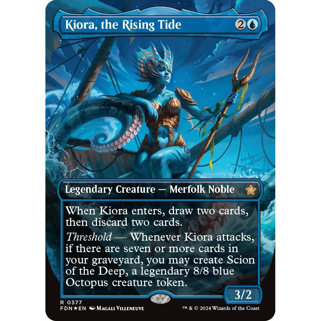 Image for Kiora, the Rising Tide (Borderless) (Mana Foil) (377) (FDN) - Magic: The Gathering