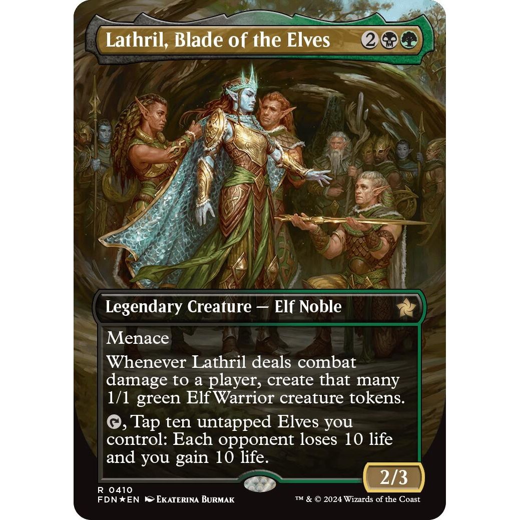 Image for Lathril, Blade of the Elves (Borderless) (Mana Foil) (410) (FDN) - Magic: The Gathering