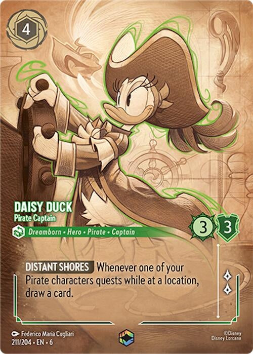 Image for Daisy Duck - Pirate Captain (Enchanted) (211/204) (6) - Disney Lorcana