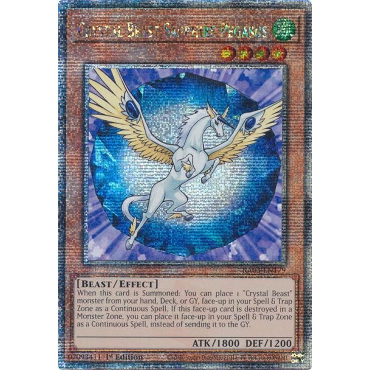 Image for Crystal Beast Sapphire Pegasus (Quarter Century Secret Rare) (RA03-EN179) - YuGiOh