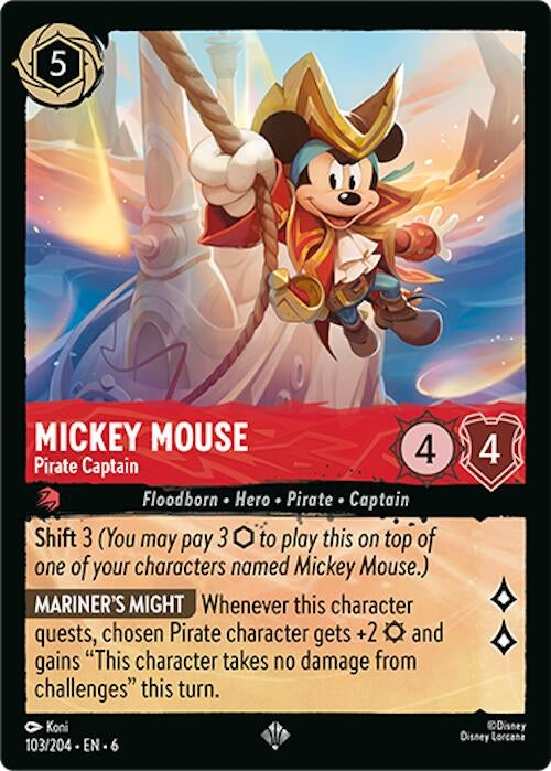 Image for Mickey Mouse - Pirate Captain (103/204) (6) - Disney Lorcana