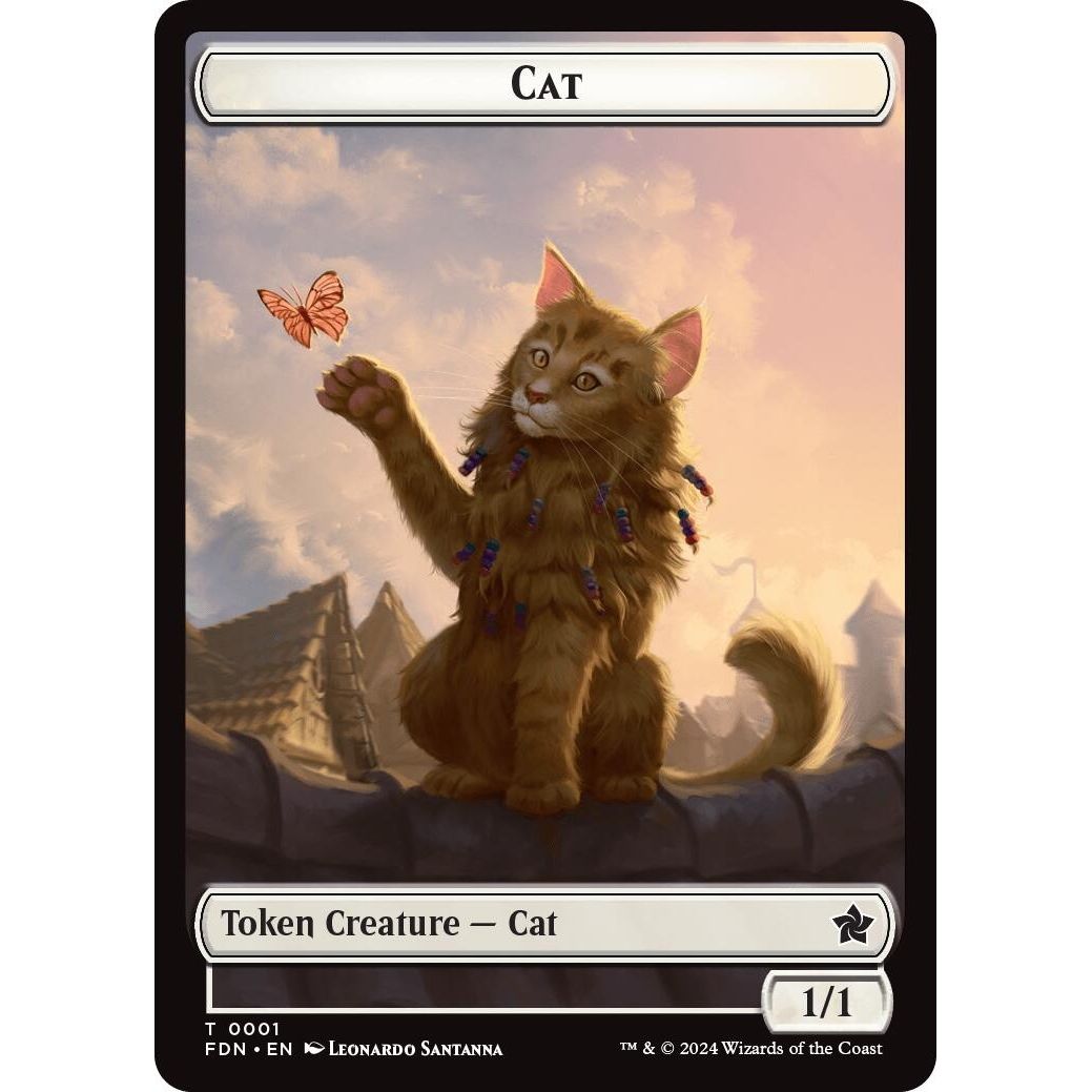 Image for Cat (0001) // Cat (0002) Doubled-Sided Token (1 // 2) (FDN) - Magic: The Gathering