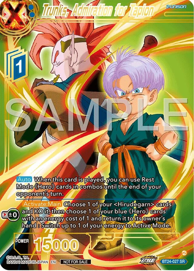 Image for Trunks, Admiration for Tapion (Championship 2024 Finals Zenkai Pack) (Gold Stamped) (BT24-027) (TPR) - Dragon Ball Super: Masters