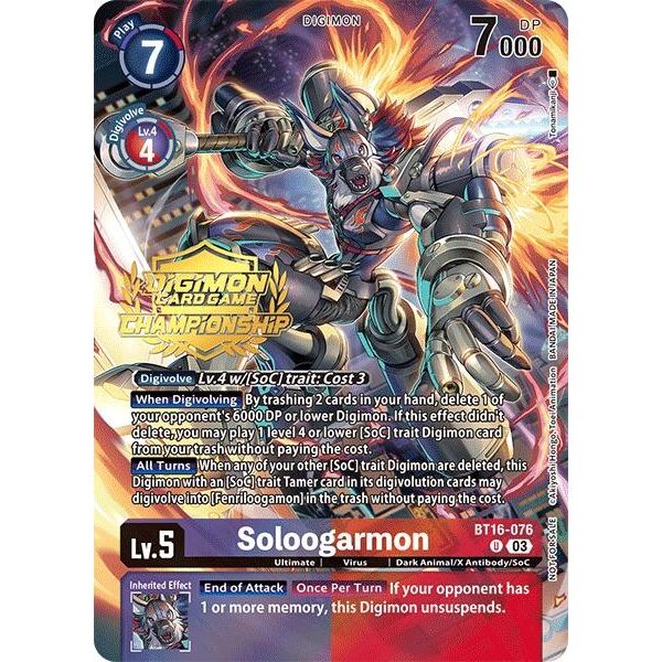 Image for Soloogarmon (Championship 2024 Tamers Pack) (BT16-076 U) (BT16) - Digimon Card Game