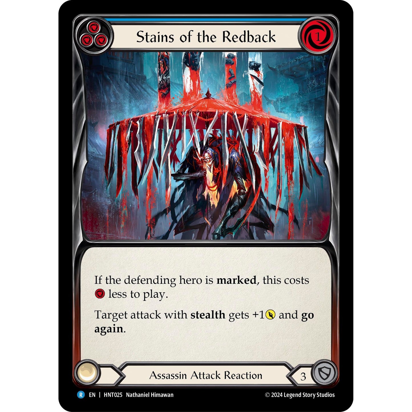 Image for Stains of the Redback (Blue) (HNT025) - Flesh and Blood TCG
