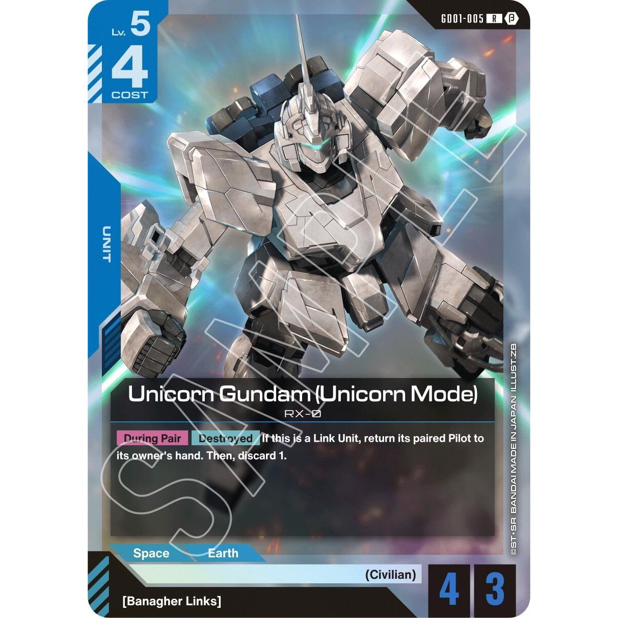 Image for Unicorn Gundam (Unicorn Mode) (GD01-005) (GD01_b) - Gundam Card Game