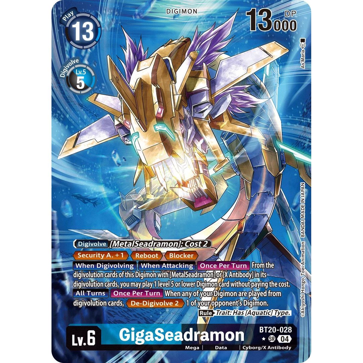 Image for GigaSeadramon (Alternate Art) (BT20-028 SR) (BT19-20) - Digimon Card Game