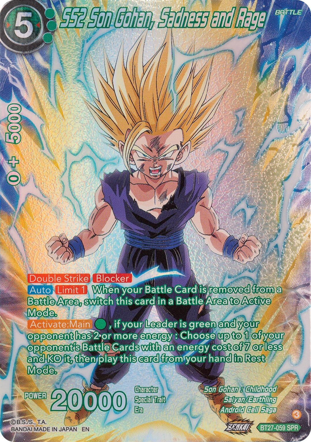Image for SS2 Son Gohan, Sadness and Rage (SPR) (BT27-059) (BT27) - Dragon Ball Super: Masters
