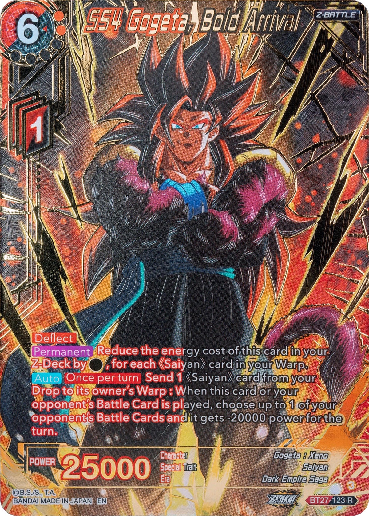 Image for SS4 Gogeta, Bold Arrival (Gold-Stamped) (BT27-123) (BT27) - Dragon Ball Super: Masters