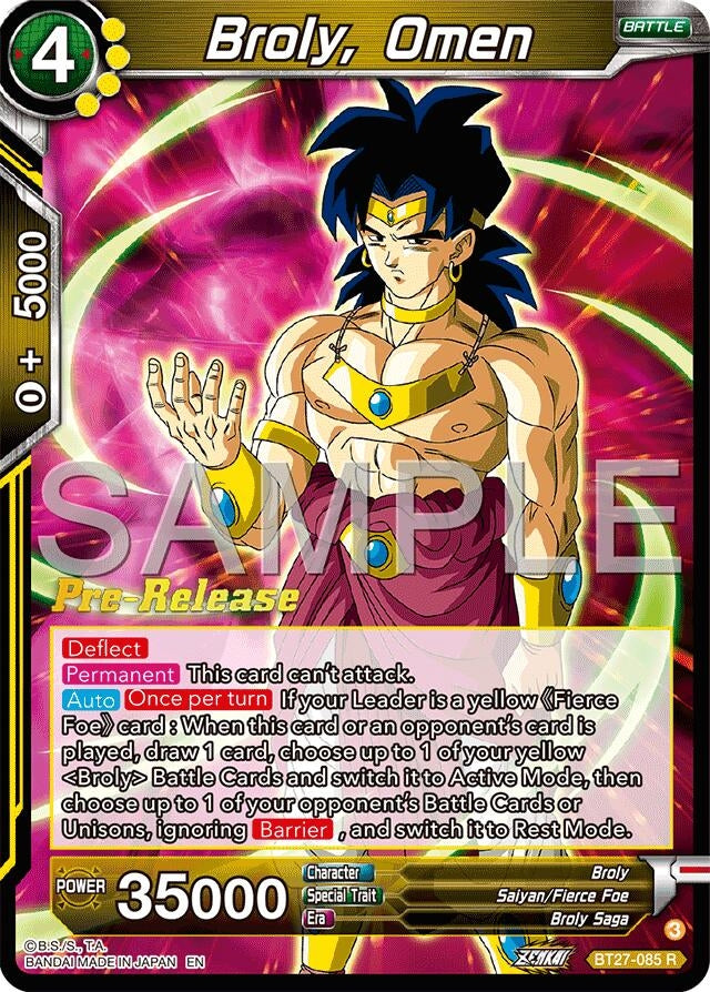 Image for Broly, Omen (BT27-085) (BT27_PR) - Dragon Ball Super: Masters