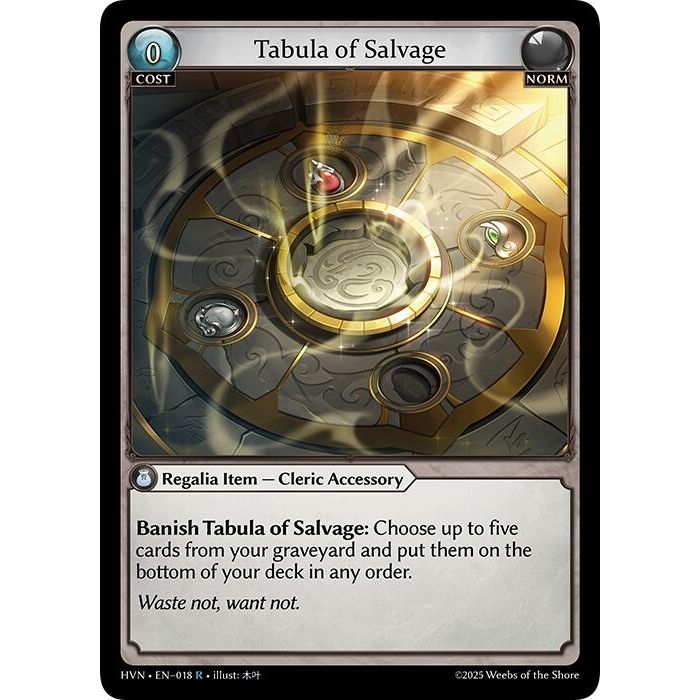Image for Tabula of Salvage (018) (HVN) - Grand Archive TCG