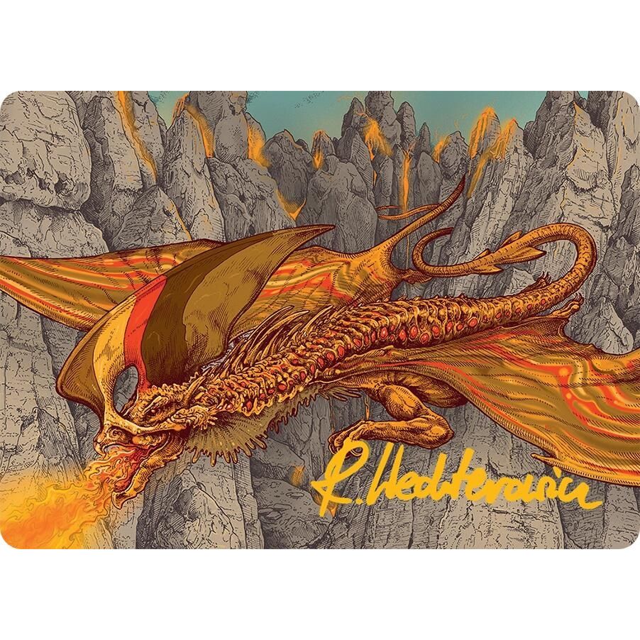 Image for Magmatic Hellkite Art Card (34/54) (Gold-Stamped Signature) (34) (AATDM) - Magic: The Gathering