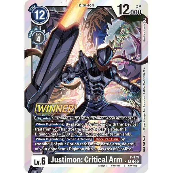 Image for Justimon: Critical Arm (Store Tournament 2025 Vol.2 Winner Pack) (P-179 P) (D-PR) - Digimon Card Game
