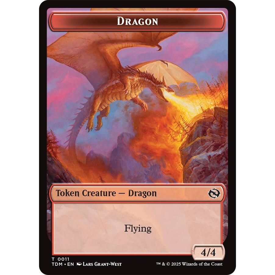 Image for Dragon (0011) // Warrior Double-Sided Token (11 // 13) (TDM) - Magic: The Gathering