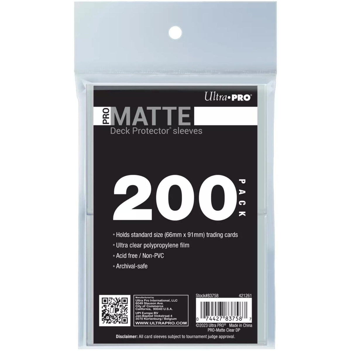 Image for PRO-Matte Standard Deck Protector Sleeves - Clear (200-Pack) - Card Sleeves