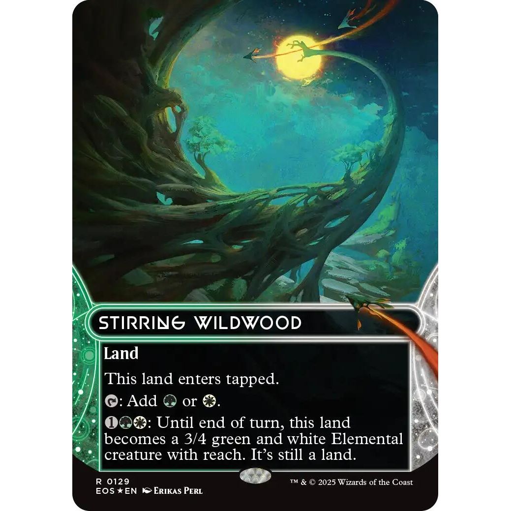 Image for Stirring Wildwood (0129) (Borderless) (Galaxy Foil) (129) (EOS) - Magic: The Gathering