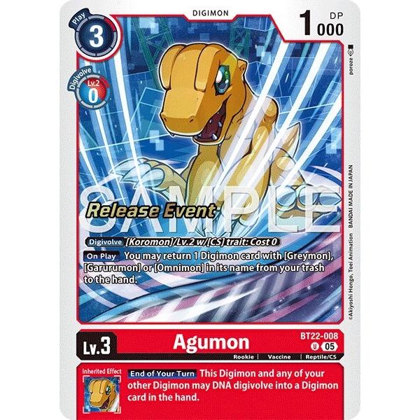 Image for Agumon (BT22-008 U) (BT22_RE) - Digimon Card Game