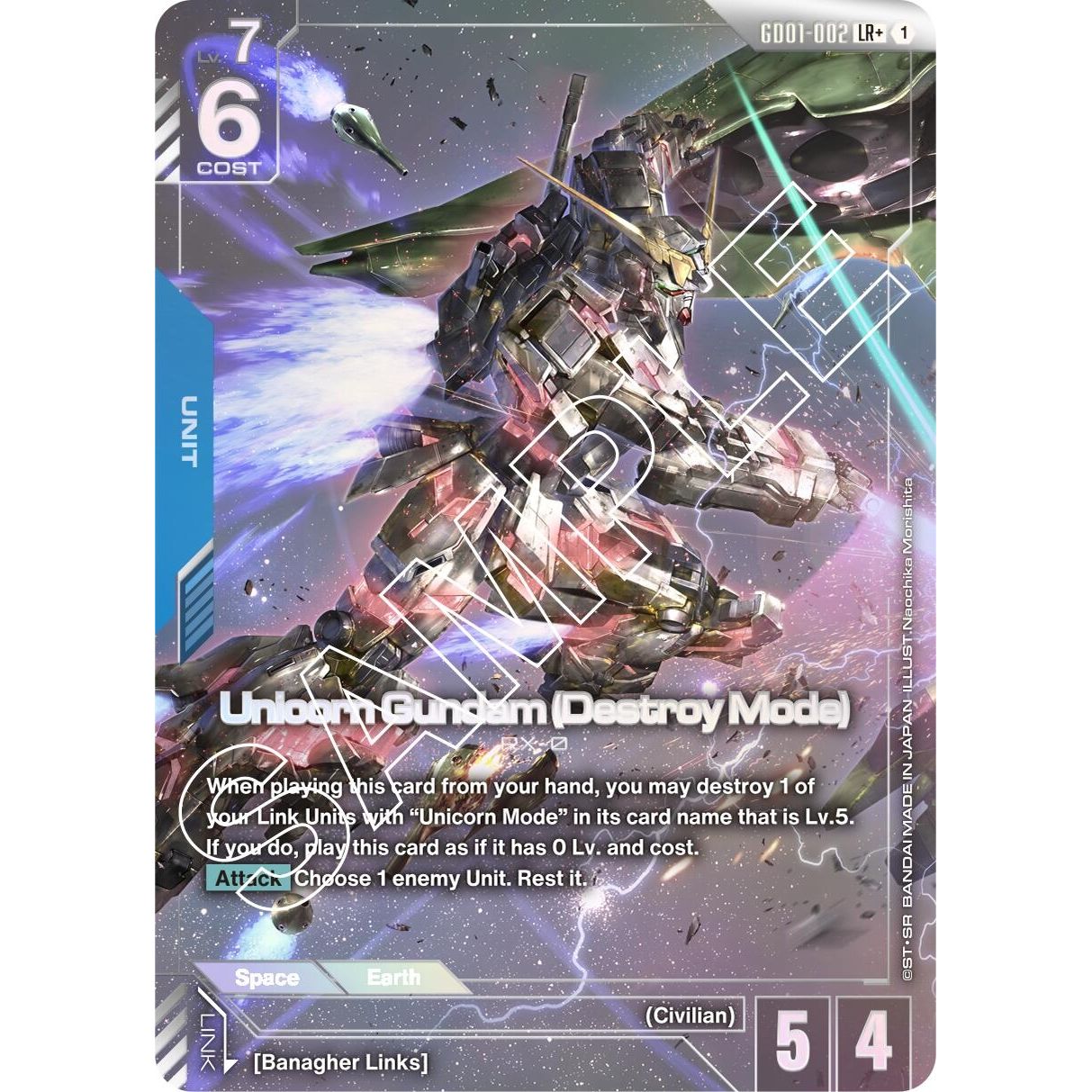 Image for Unicorn Gundam (Destroy Mode) (LR+) (GD01-002) (GD01) - Gundam Card Game