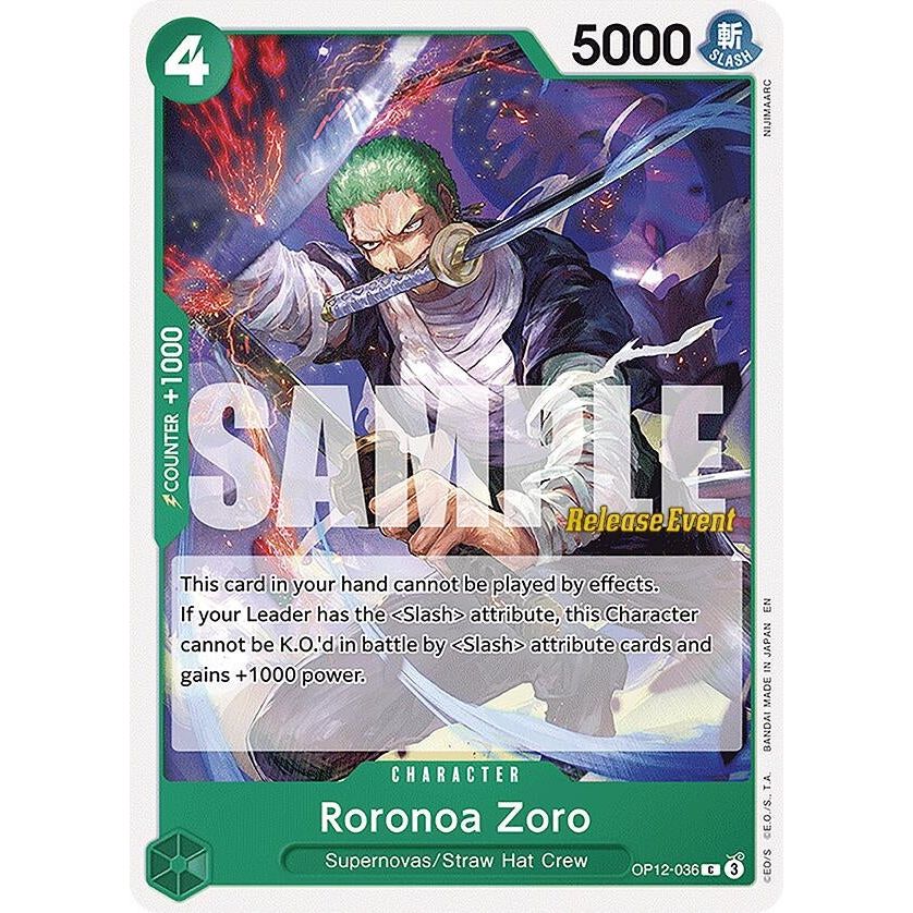 Image for Roronoa Zoro (036) (OP12-036) (OP12 RE) - One Piece Card Game
