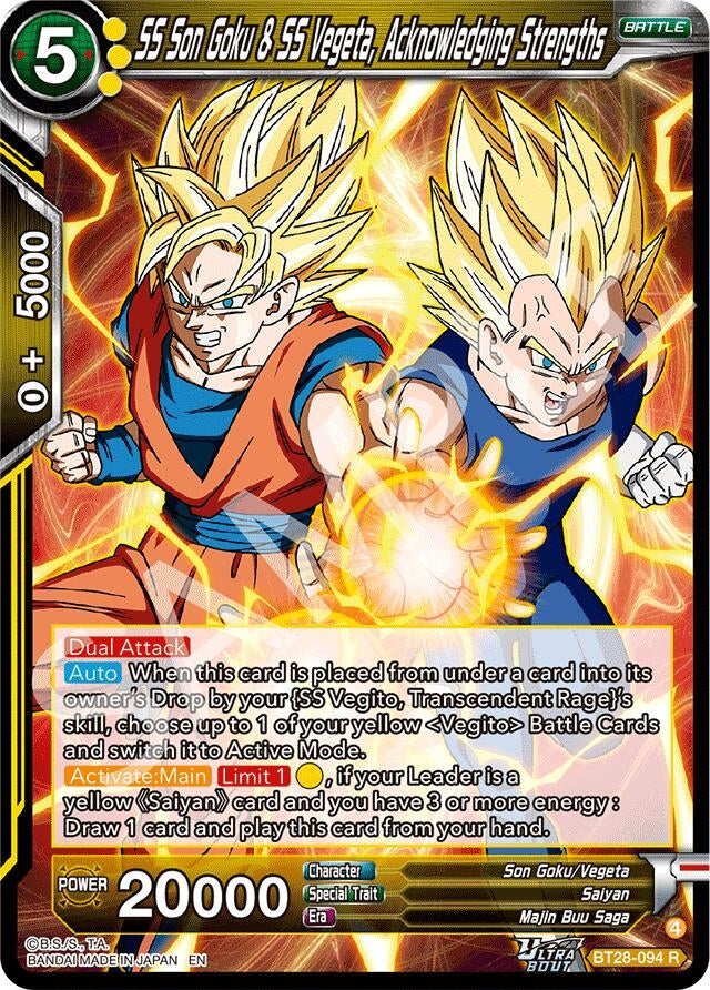 Image for SS Son Goku & SS Vegeta, Acknowledging Strengths (BT28-094) (BT28) - Dragon Ball Super: Masters