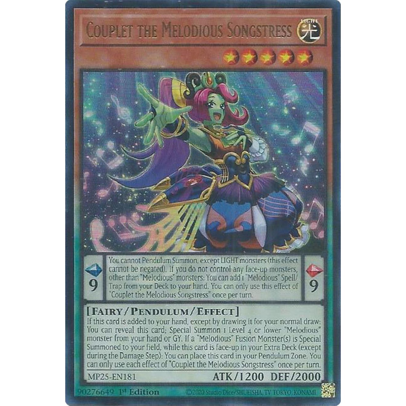 Image for Couplet the Melodious Songstress (MP25-EN181) (MP25) - YuGiOh
