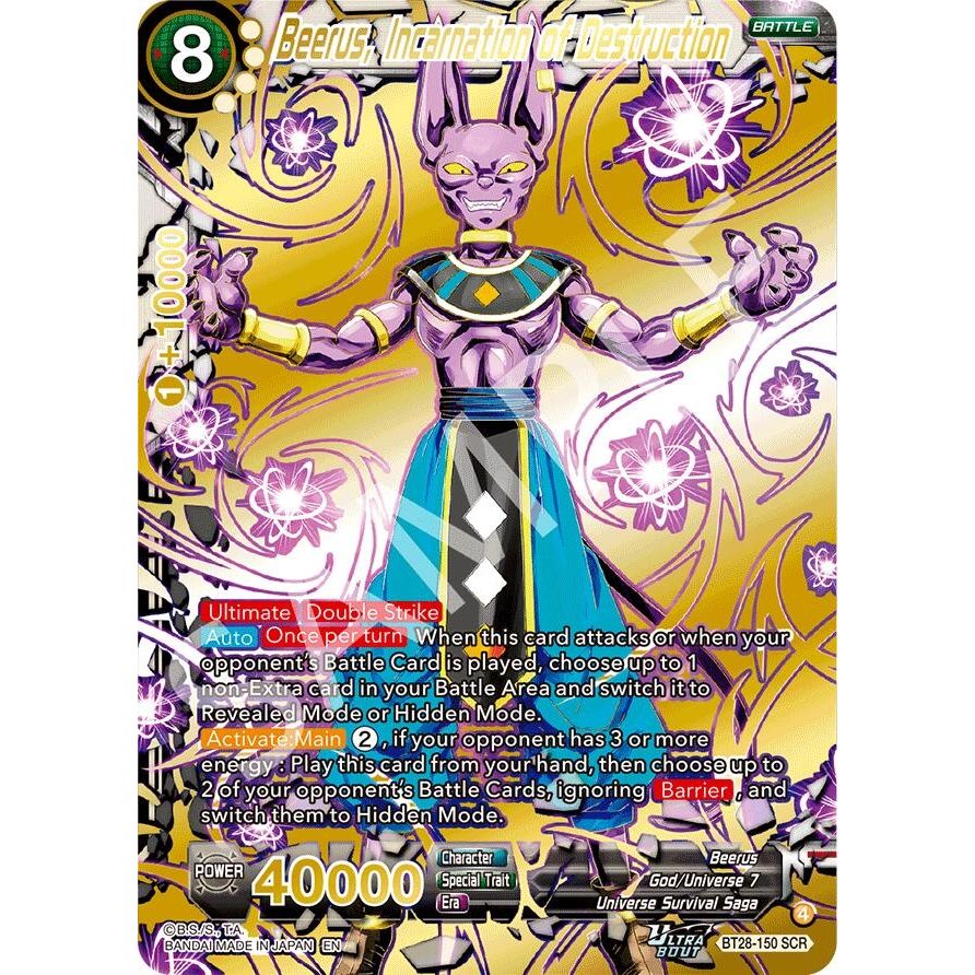 Image for Beerus, Incarnation of Destruction (BT28-150) (BT28) - Dragon Ball Super: Masters