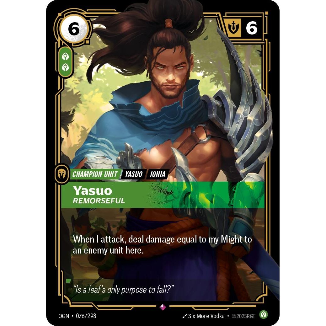 Image for Yasuo - Remorseful (076/298) (OGN) - Riftbound: League of Legends Trading Card Game