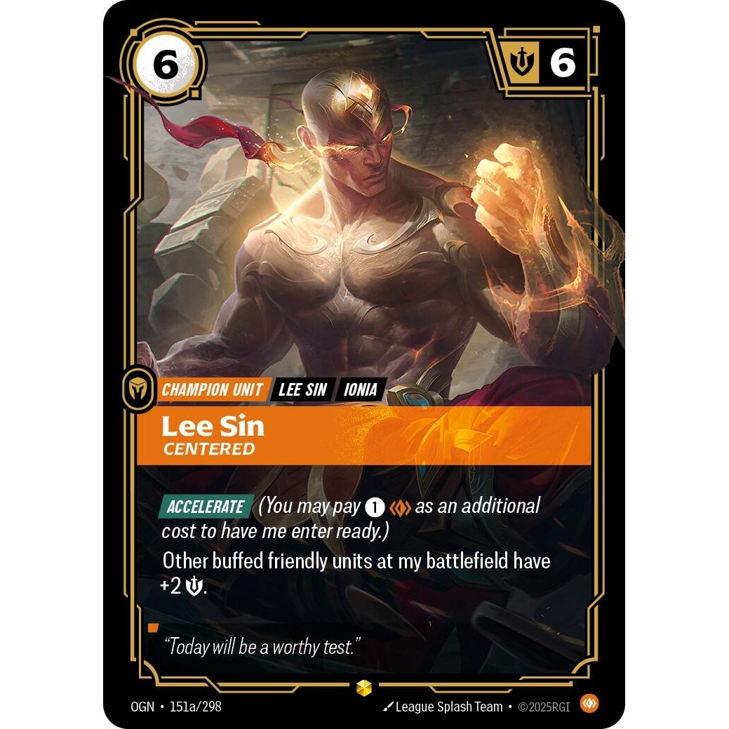 Image for Lee Sin - Centered (Alternate Art) (151a/298) (OGN) - Riftbound: League of Legends Trading Card Game