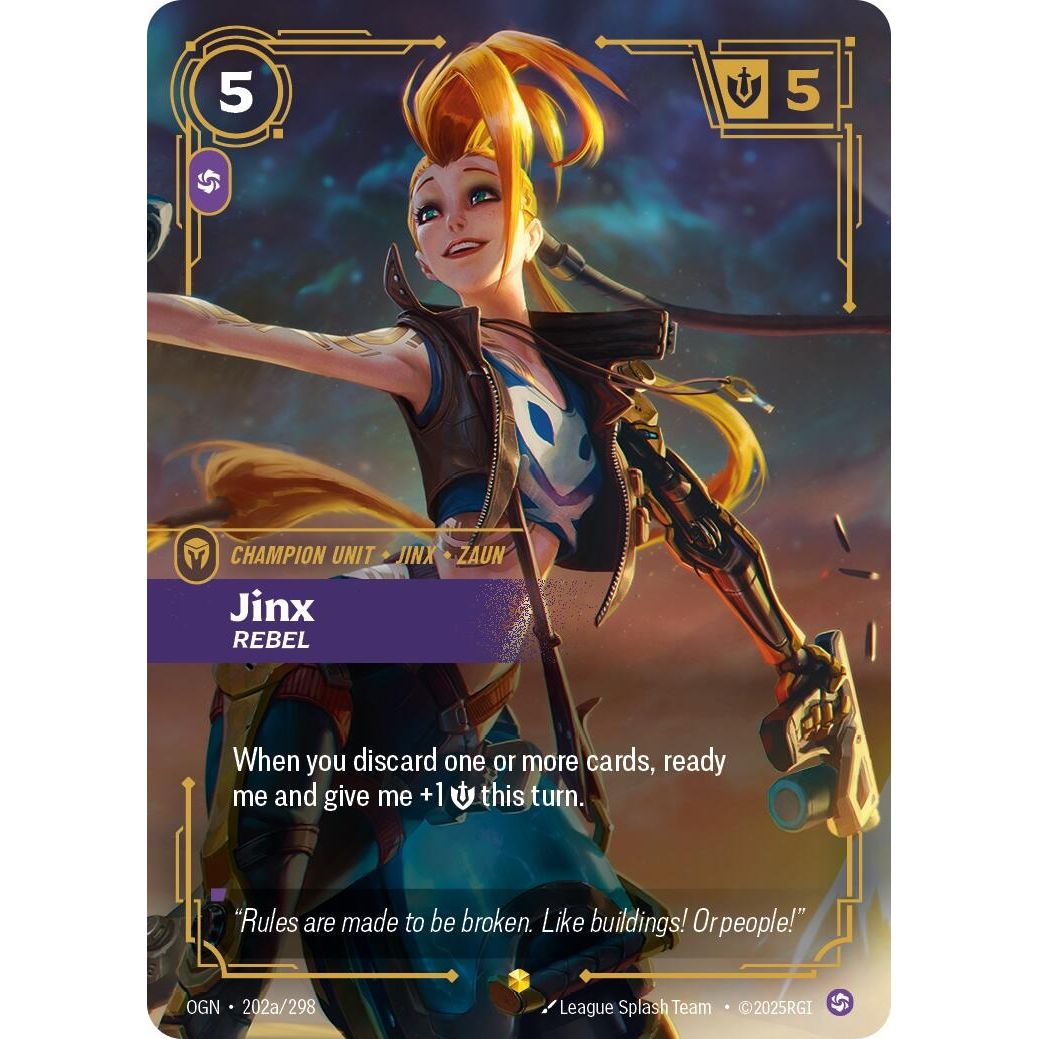 Image for Jinx - Rebel (Alternate Art) (202a/298) (OGN) - Riftbound: League of Legends Trading Card Game