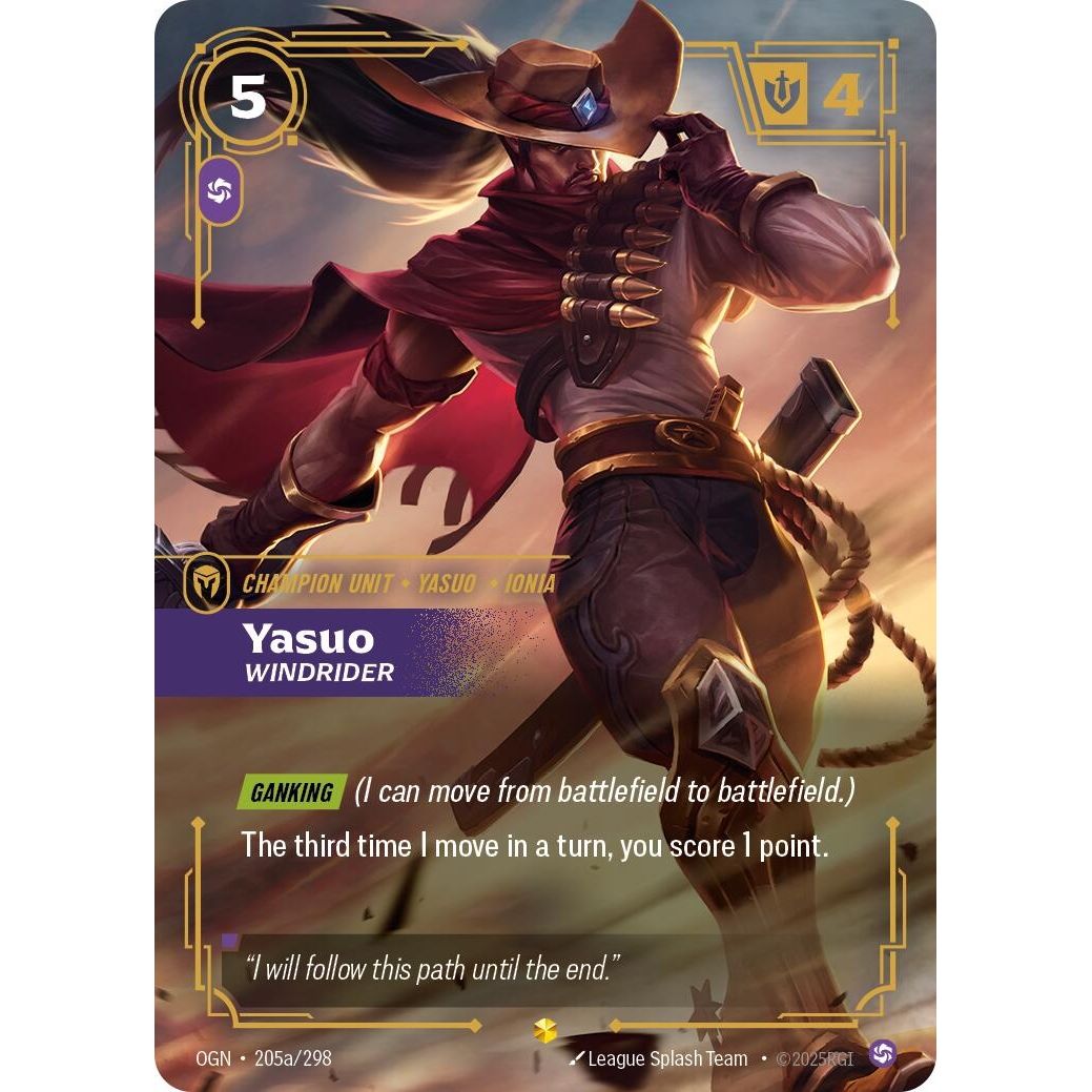 Image for Yasuo - Windrider (Alternate Art) (205a/298) (OGN) - Riftbound: League of Legends Trading Card Game