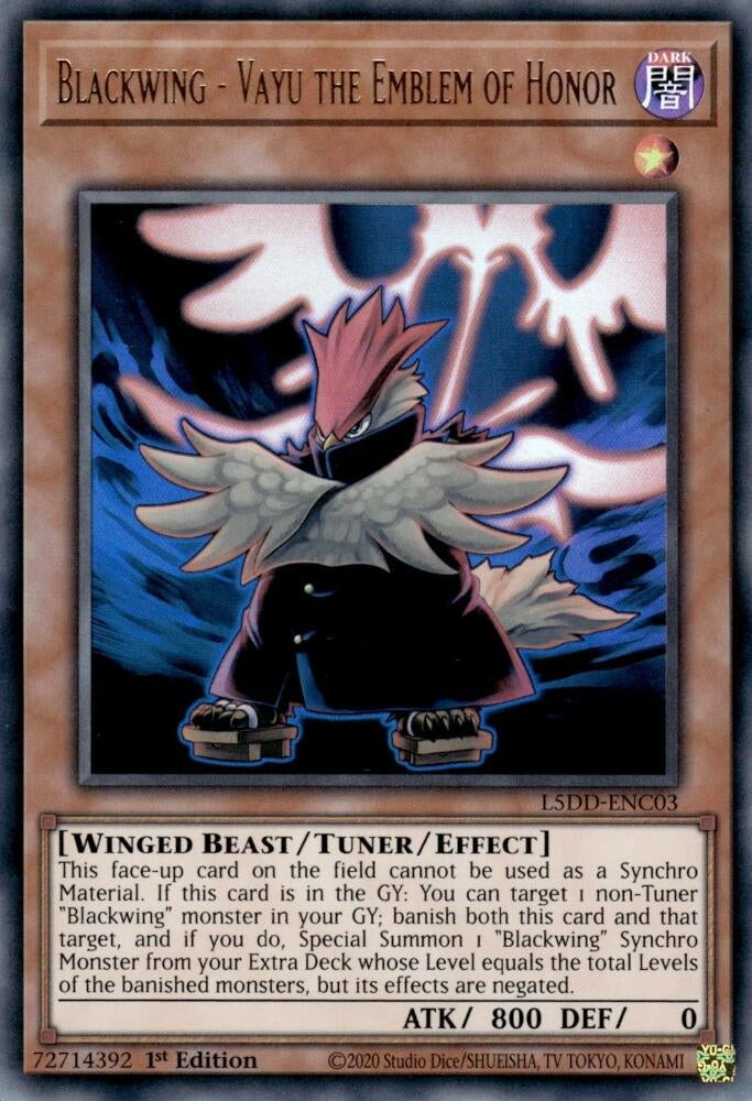 Image for Blackwing - Vayu the Emblem of Honor (L5DD-ENC03) (L5DD) - YuGiOh