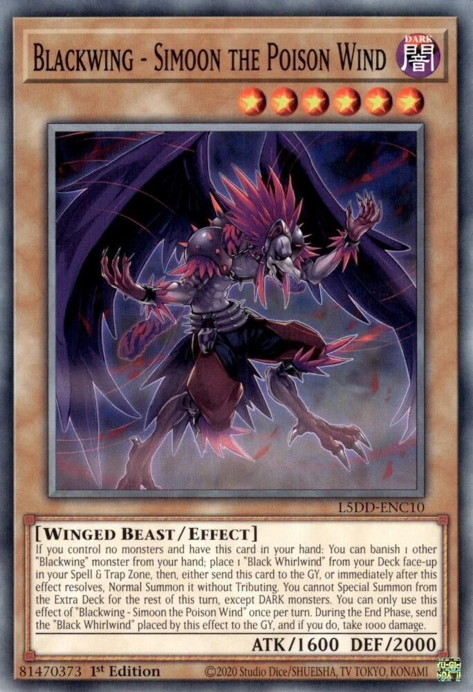 Image for Blackwing - Simoon the Poison Wind (L5DD-ENC10) (L5DD) - YuGiOh