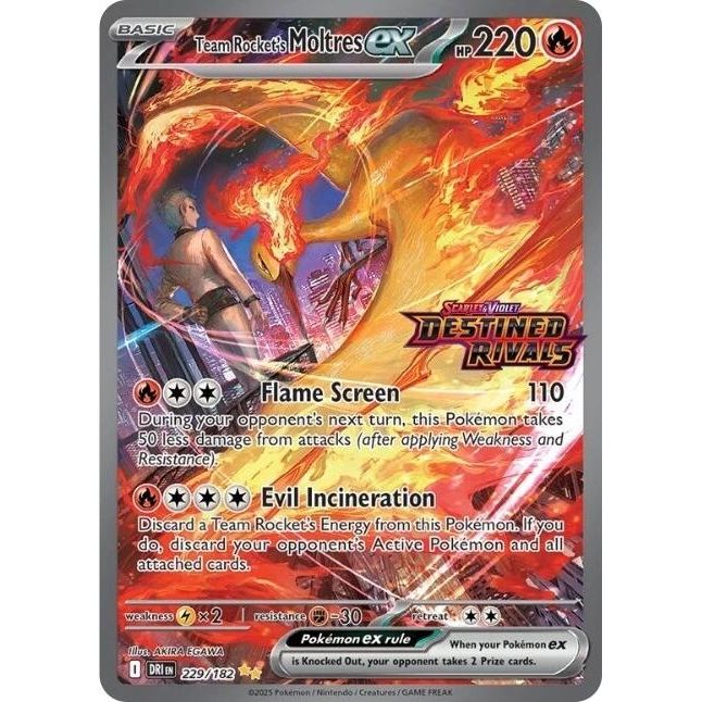 Image for Team Rocket's Moltres ex - 229/182 (Destined Rivals Stamp) (229/182) (MCAP) - Pokemon