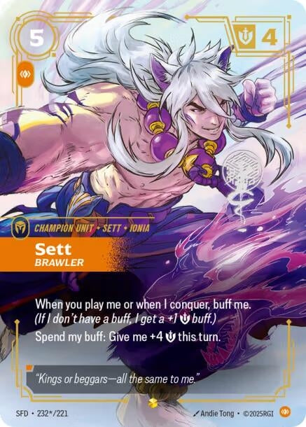 Image for Sett, Brawler (Signature) (232*/221) (SFD) - Riftbound: League of Legends Trading Card Game