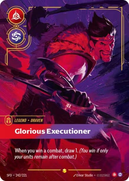 Image for Draven, Glorious Executioner (Overnumbered) (242/221) (SFD) - Riftbound: League of Legends Trading Card Game