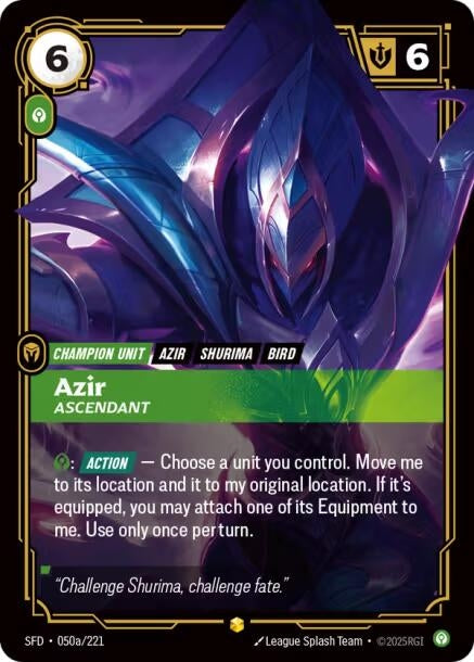 Image for Azir, Ascendant (Alternate Art) (050a/221) (SFD) - Riftbound: League of Legends Trading Card Game