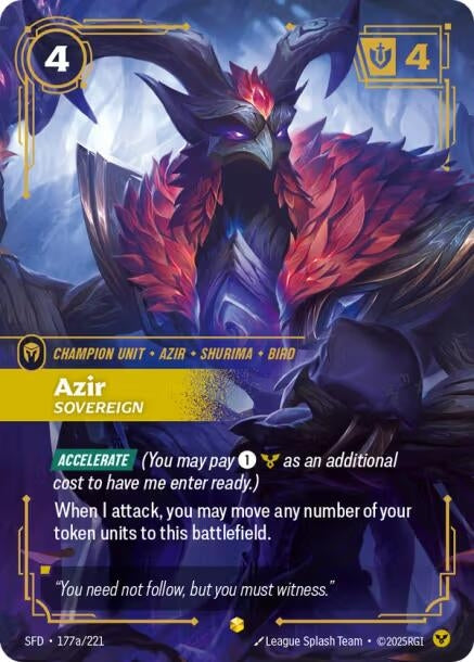 Image for Azir, Sovereign (Alternate Art) (177a/221) (SFD) - Riftbound: League of Legends Trading Card Game