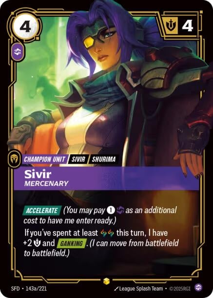 Image for Sivir, Mercenary (Alternate Art) (143a/221) (SFD) - Riftbound: League of Legends Trading Card Game