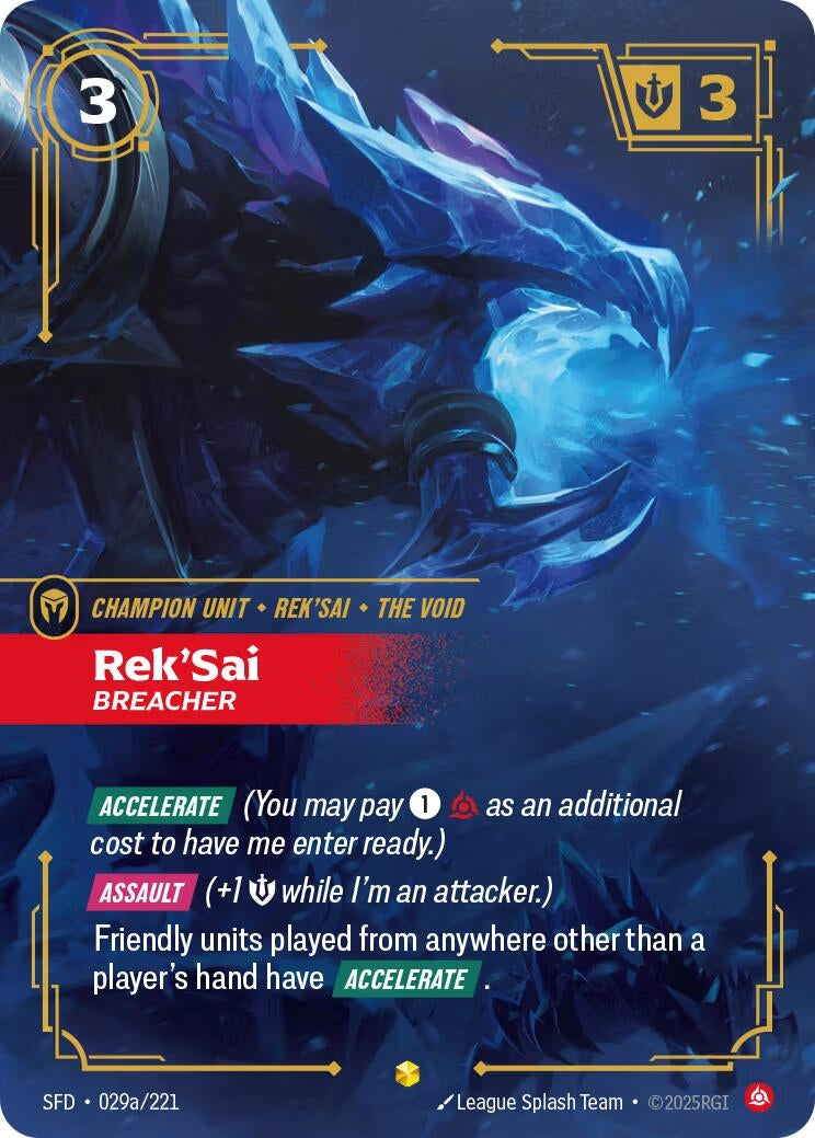Image for Rek'Sai, Breacher (Alternate Art) (029a/221) (SFD) - Riftbound: League of Legends Trading Card Game