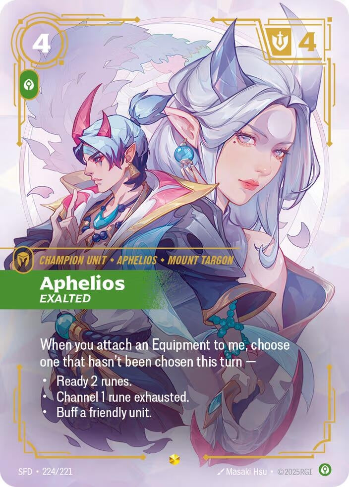Image for Aphelios, Exalted (Overnumbered) (224/221) (SFD) - Riftbound: League of Legends Trading Card Game