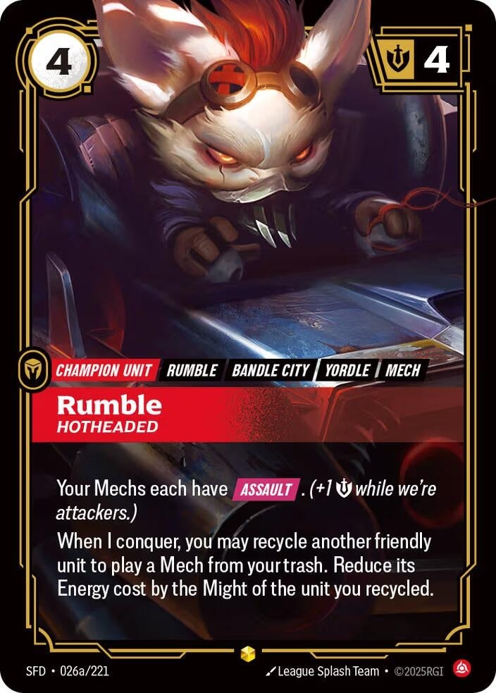 Image for Rumble, Hotheaded (Alternate Art) (026a/221) (SFD) - Riftbound: League of Legends Trading Card Game