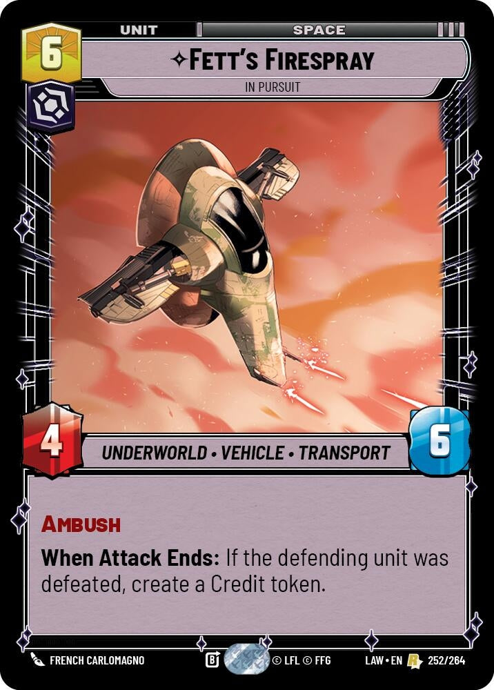 Image for Fett's Firespray - In Pursuit (252/264) (LAW) - Star Wars: Unlimited