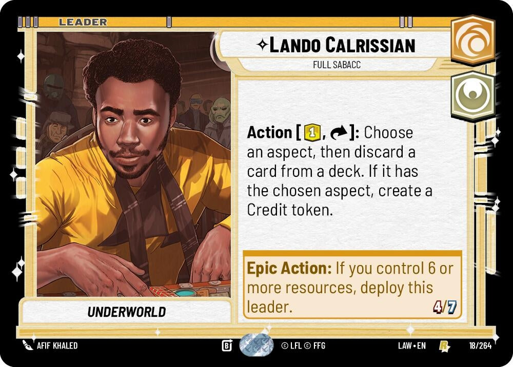 Image for Lando Calrissian - Full Sabacc (18/264) (LAW) - Star Wars: Unlimited