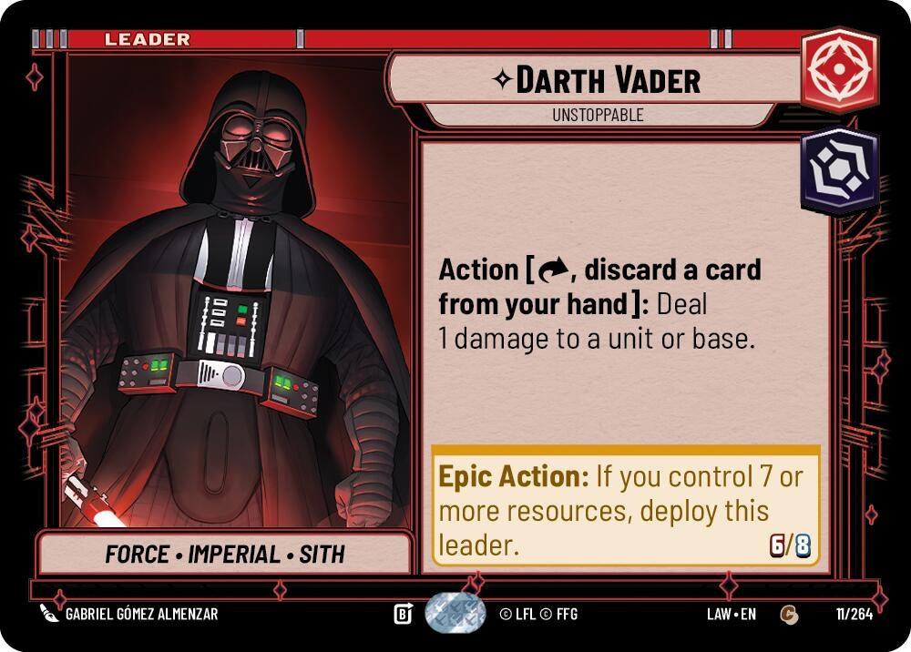 Image for Darth Vader - Unstoppable (11/264) (LAW) - Star Wars: Unlimited