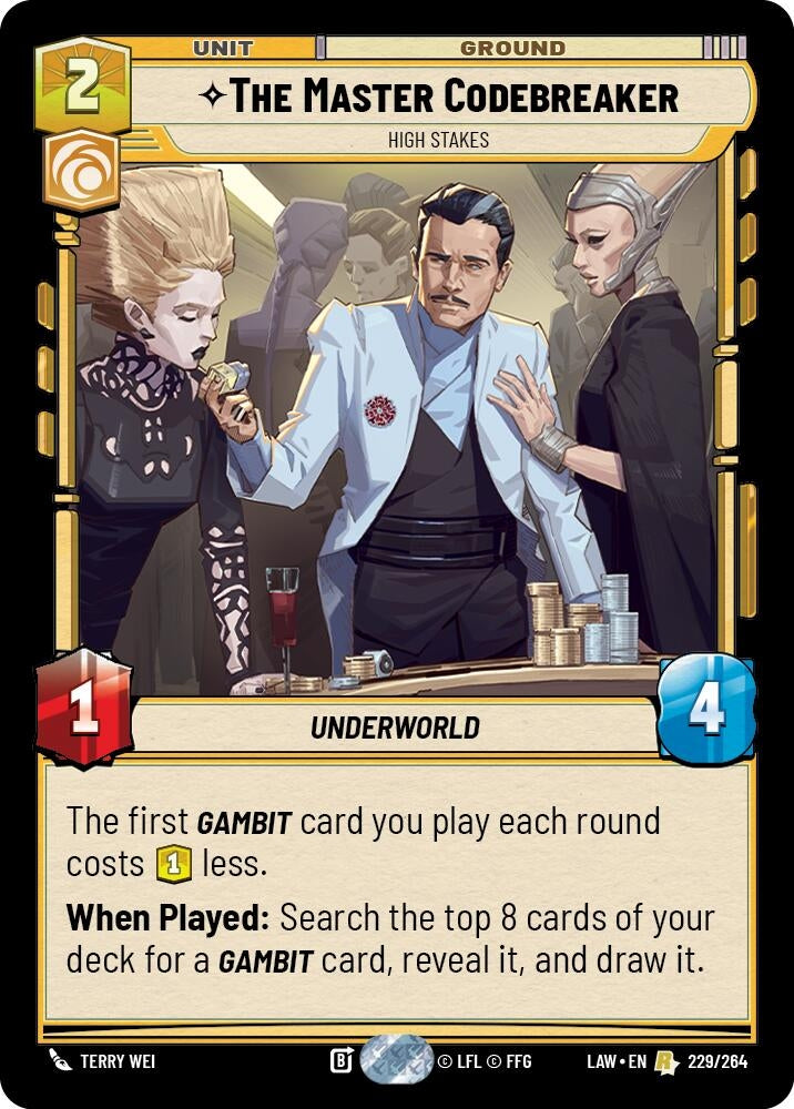 Image for The Master Codebreaker - High Stakes (229/264) (LAW) - Star Wars: Unlimited