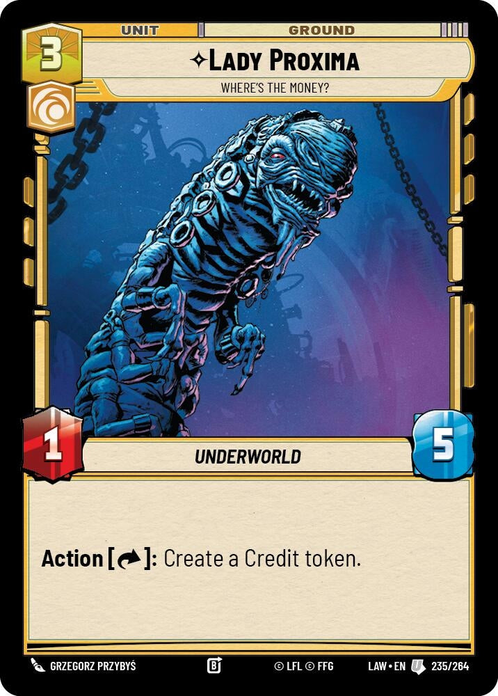Image for Lady Proxima - Where's the Money? (235/264) (LAW) - Star Wars: Unlimited