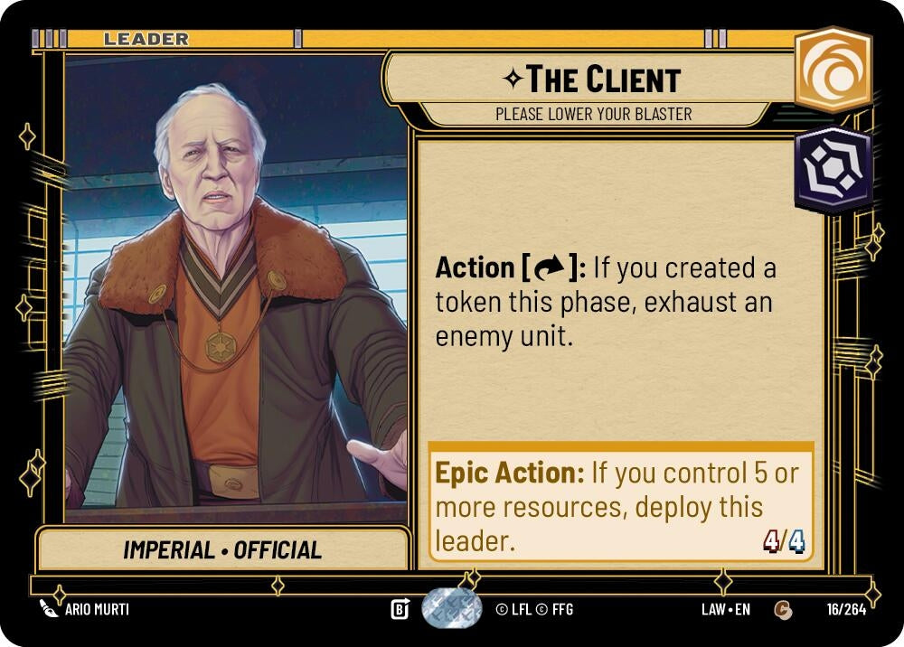 Image for The Client - Please Lower Your Blaster (16/264) (LAW) - Star Wars: Unlimited